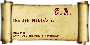 Bendik Miklós névjegykártya